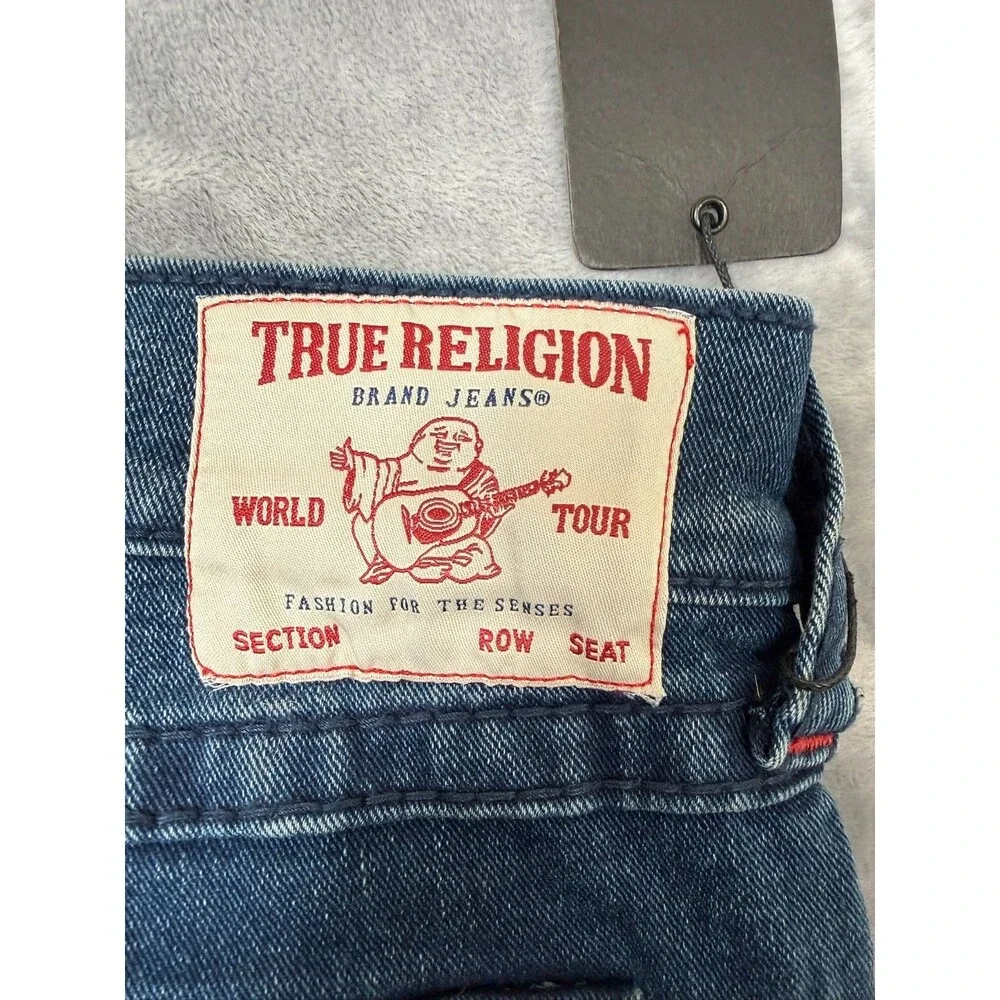 True Religion Men’s Jeans 36/32 Geno Big T Flap Slim Dark Shivering Wash NWT